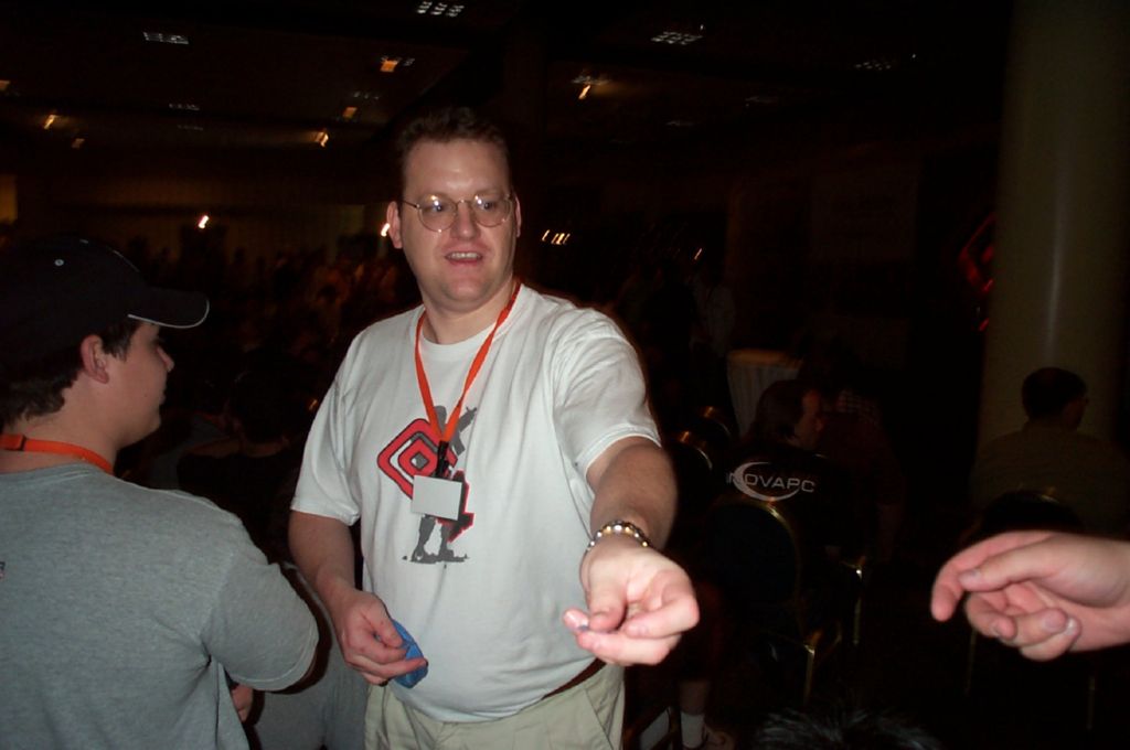 Handing out raffle tickets